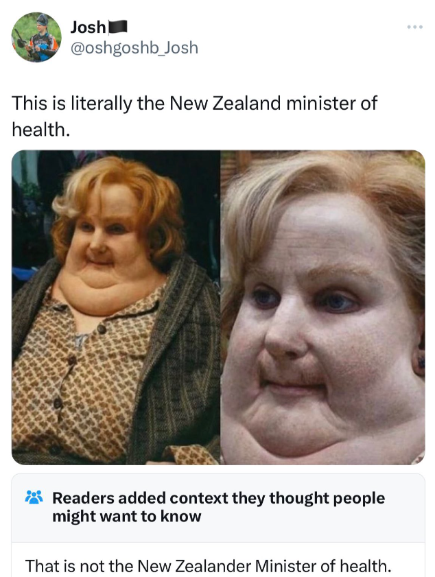 literally the new zealand minister - Josh Josh This is literally the New Zealand minister of health. Readers added context they thought people might want to know That is not the New Zealander Minister of health.